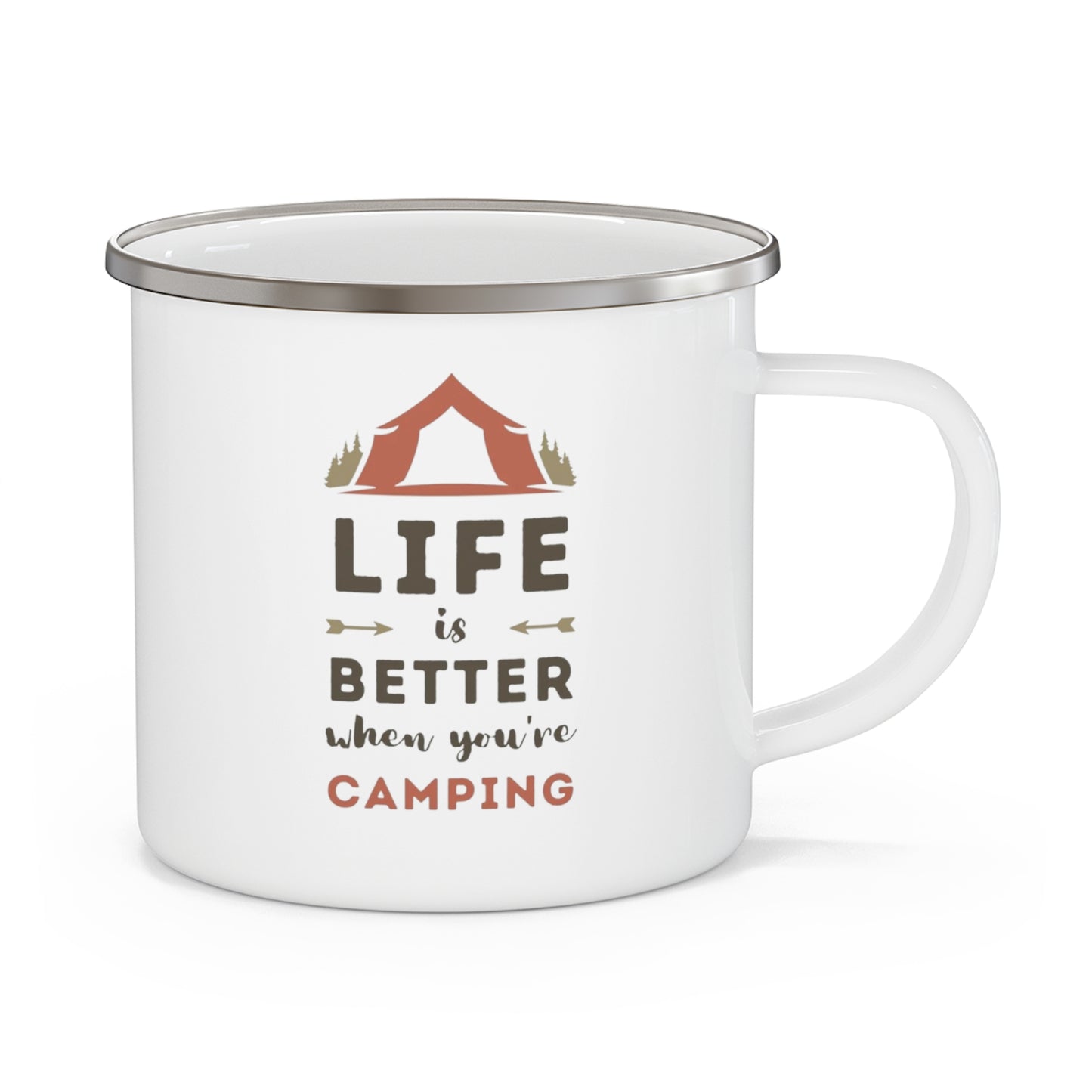 Life is better camping (Left handed )Enamel Camping Mug