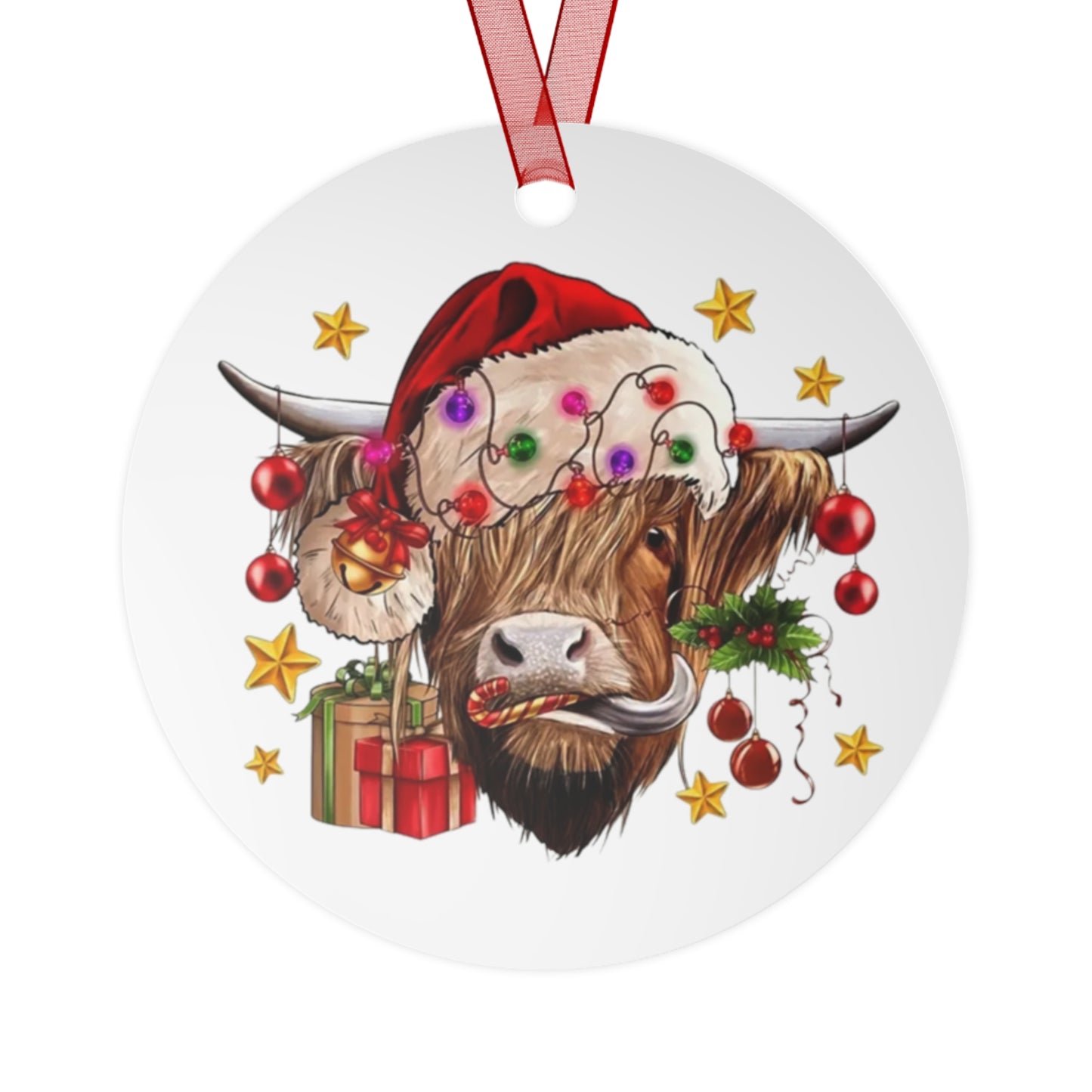 Cow Christmas Metal Ornaments