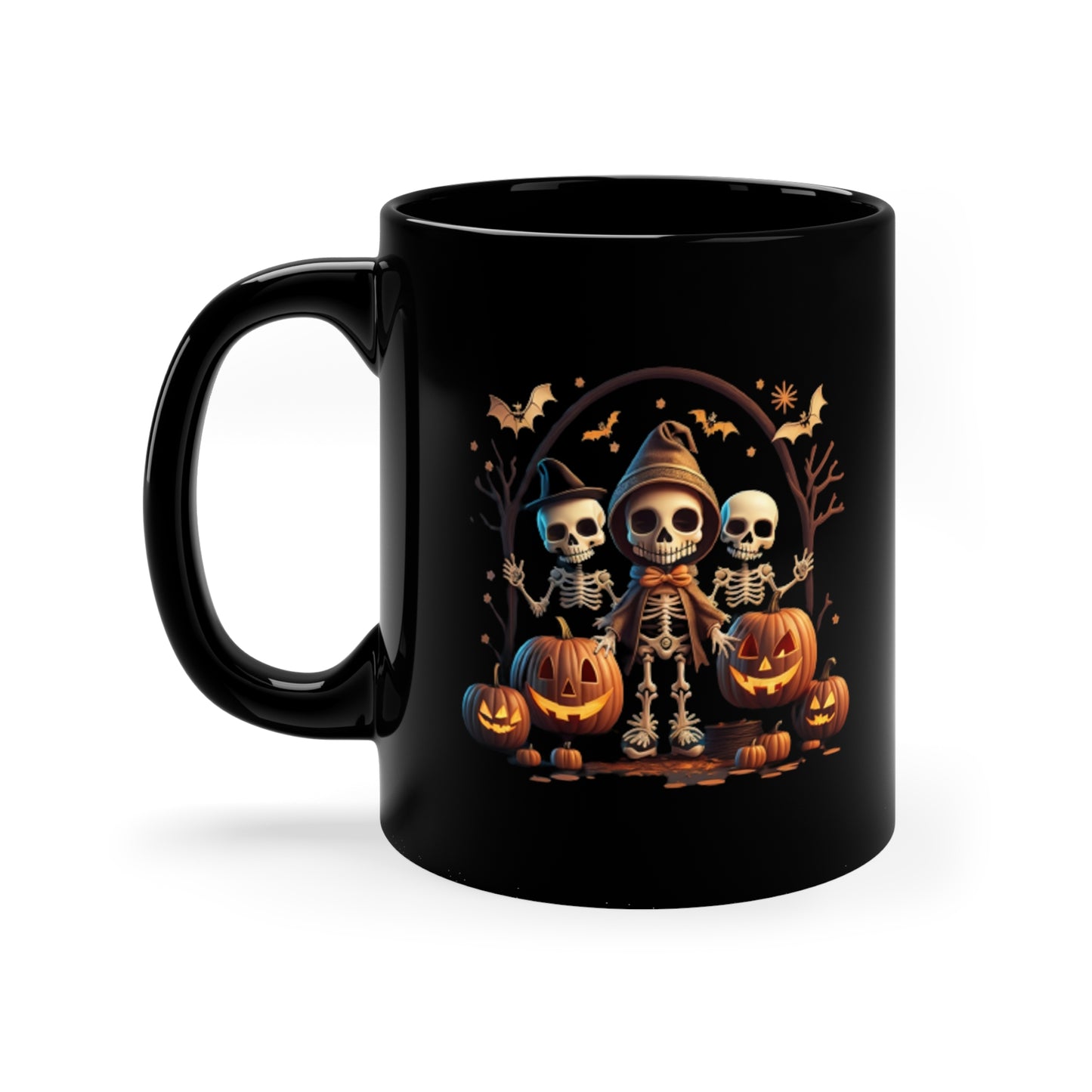 Skeleton trio 11oz Black Mug