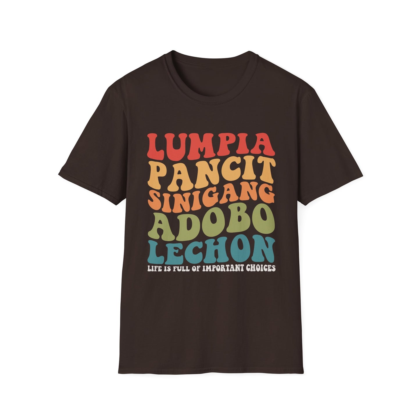 Filipino Food List T-Shirt | Filipino Pride, Lumpia Adobo Halo-Halo, Filipino Cuisine Tee