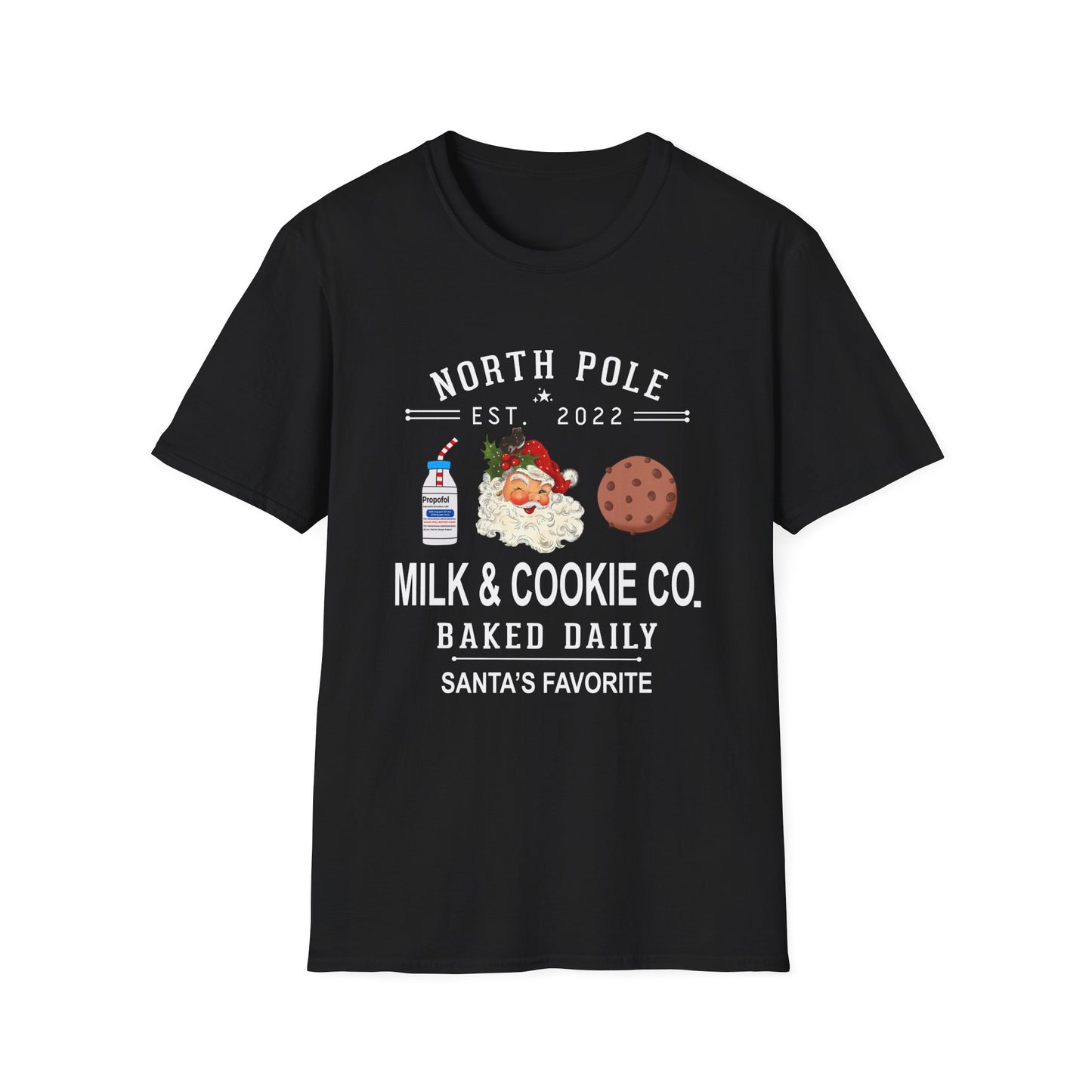 Funny 'Propofol' Milk and Cookies Co Unisex Softstyle T-Shirt for nurse, nurse aesthetic, anesthesiologist, medical humor apparel,