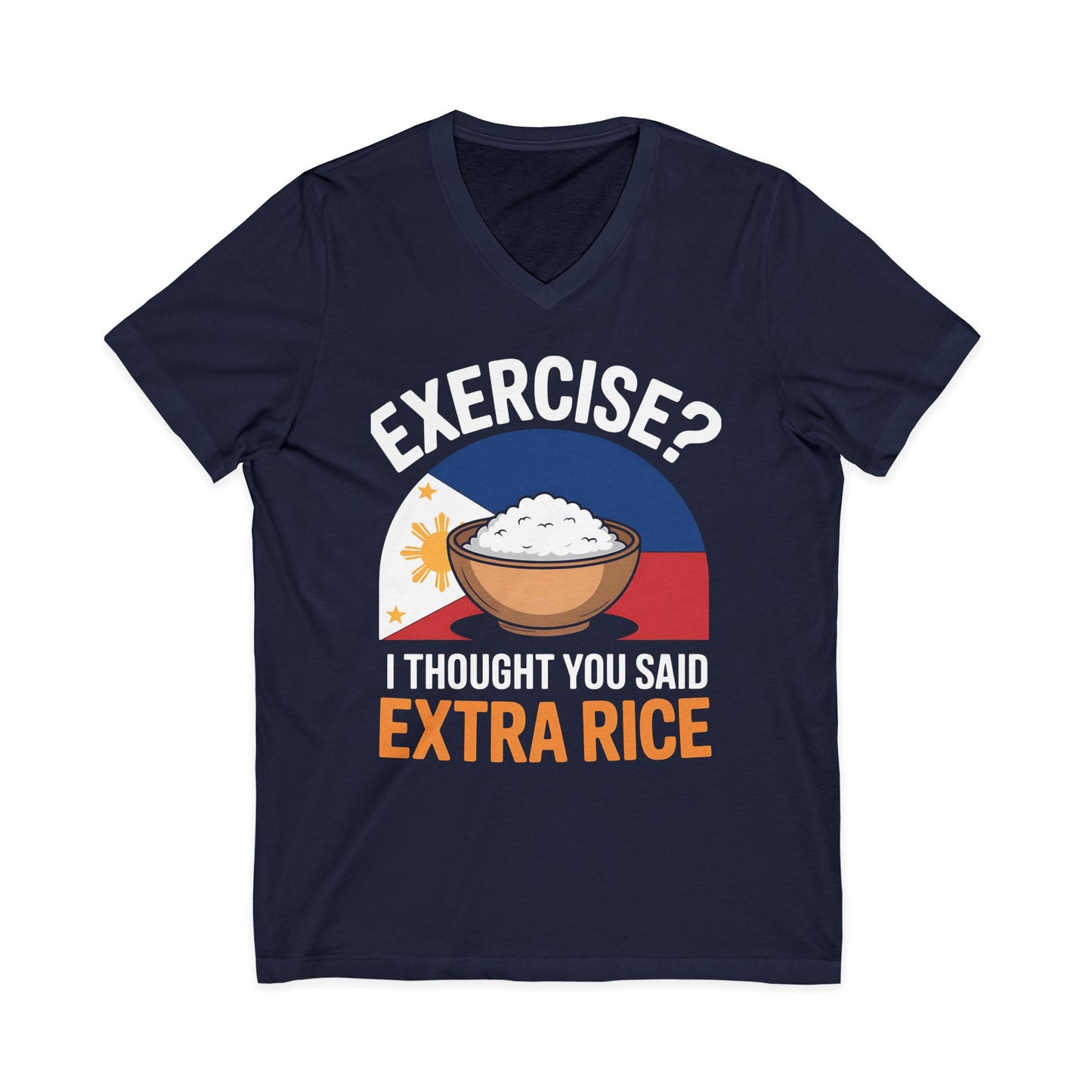 Rice Lover Tee, Filipino Spirit Shirt, Funny V-Neck Tee, Unisex Rice T-Shirt, Humorous Foodie Top