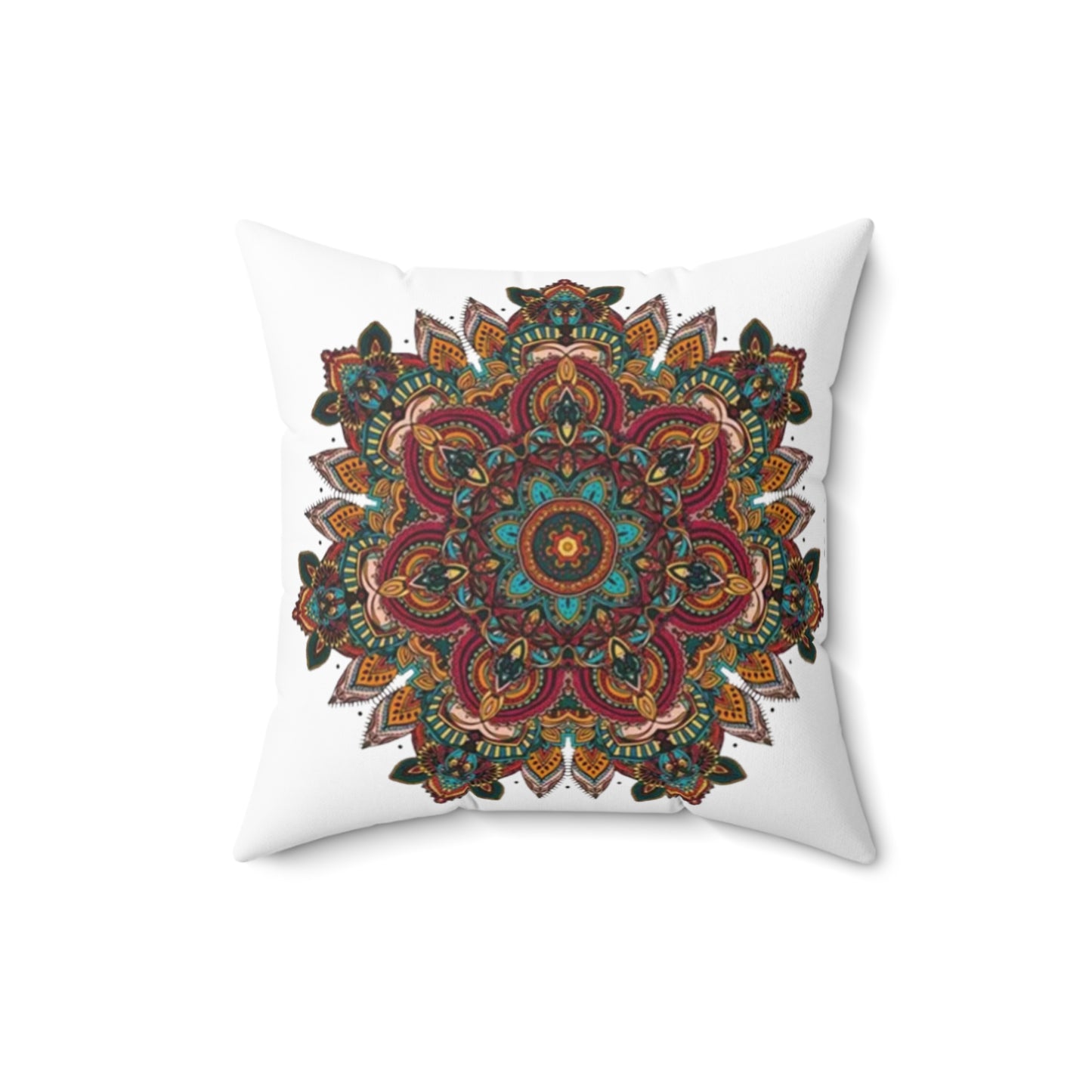 Multi Color Mandala Spun Polyester Square Pillow