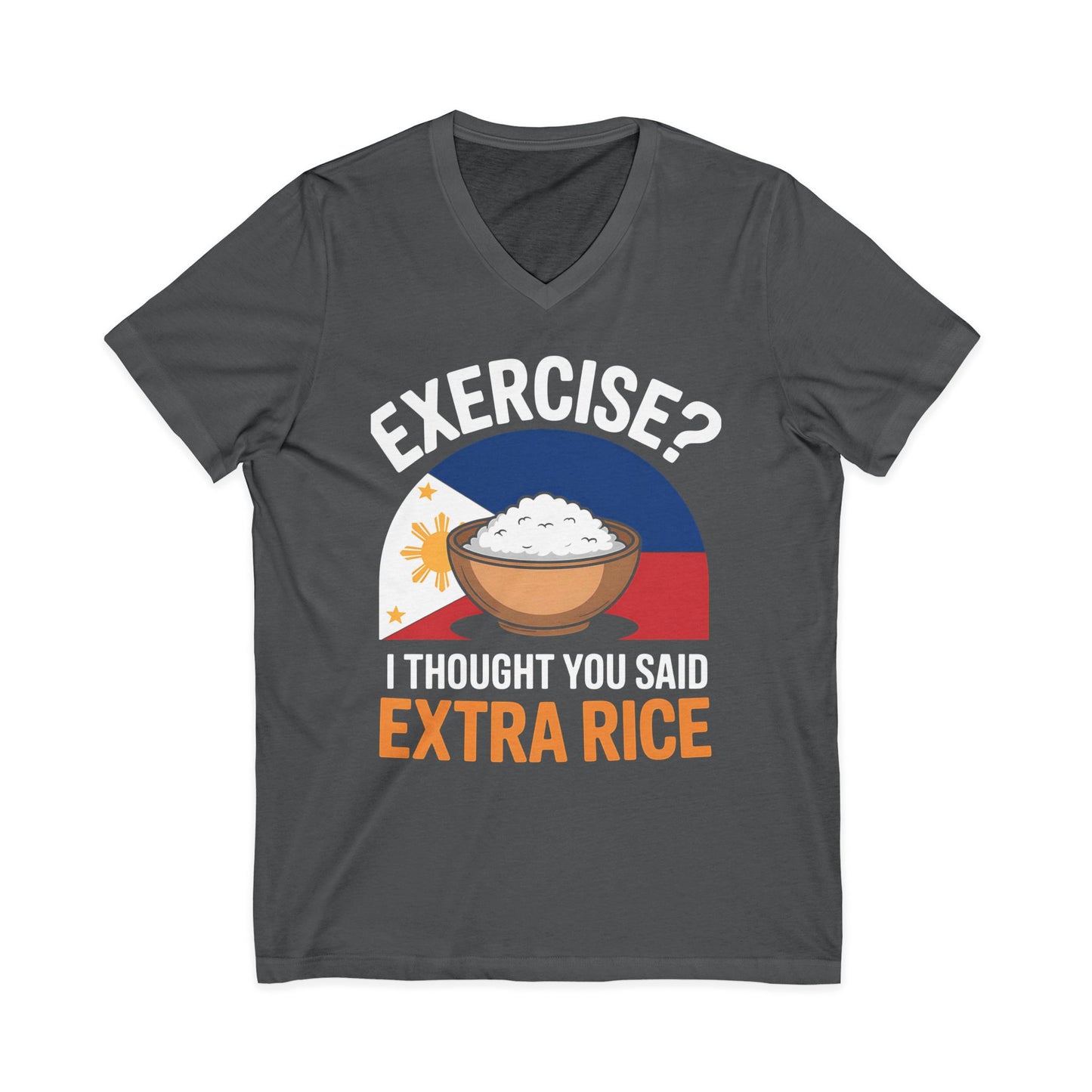 Rice Lover Tee, Filipino Spirit Shirt, Funny V-Neck Tee, Unisex Rice T-Shirt, Humorous Foodie Top
