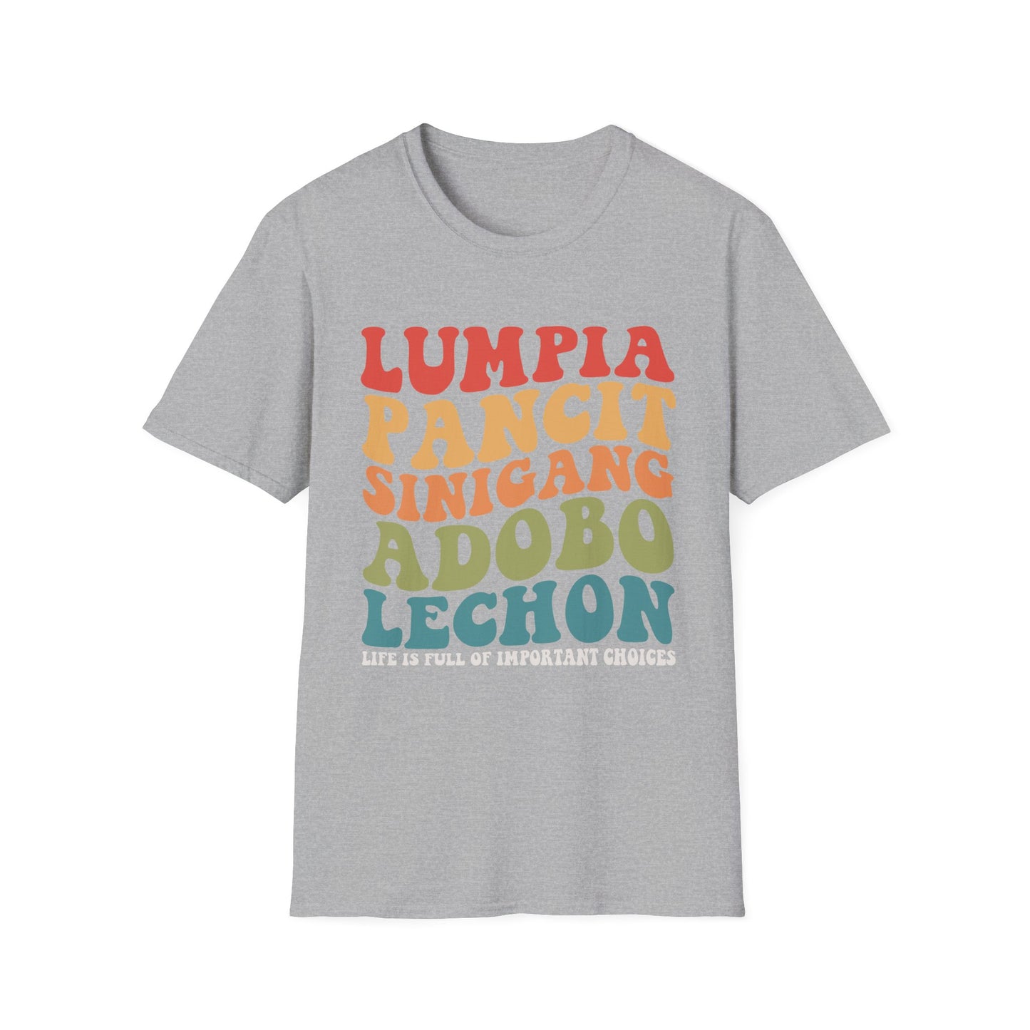 Filipino Food List T-Shirt | Filipino Pride, Lumpia Adobo Halo-Halo, Filipino Cuisine Tee