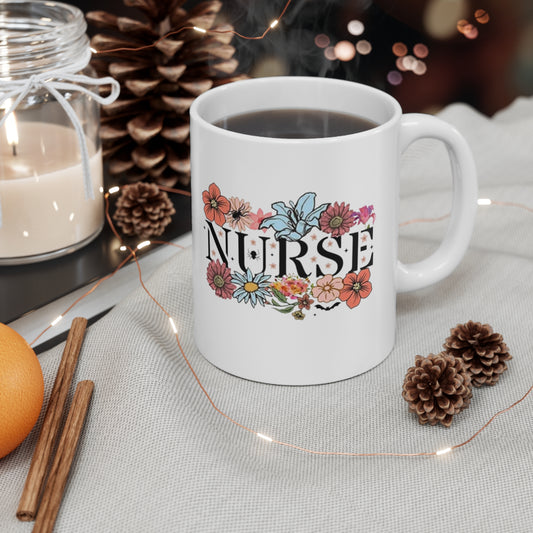 Nurse Ceramic Mug 11oz( Contact seller for customize cup into change to right hand in mug.)