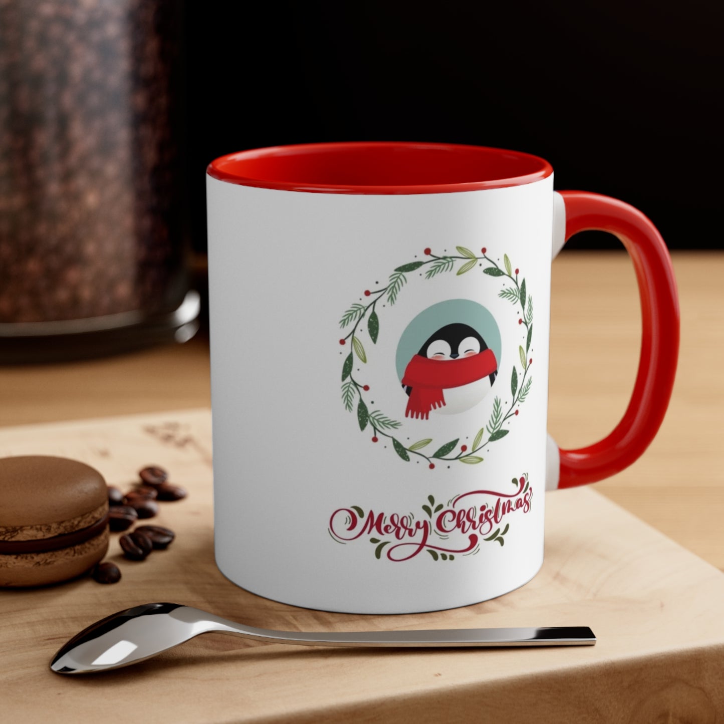 Penguin holiday ( left handed)Accent Coffee Mug, 11oz