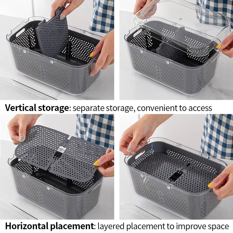 Make food preparation a breeze with this multifunctional Vegetable Cutter 22 in 1 Fruit Vegetable Slicer Shredder Grater with Food Storage Container Kitchen Gadgets.