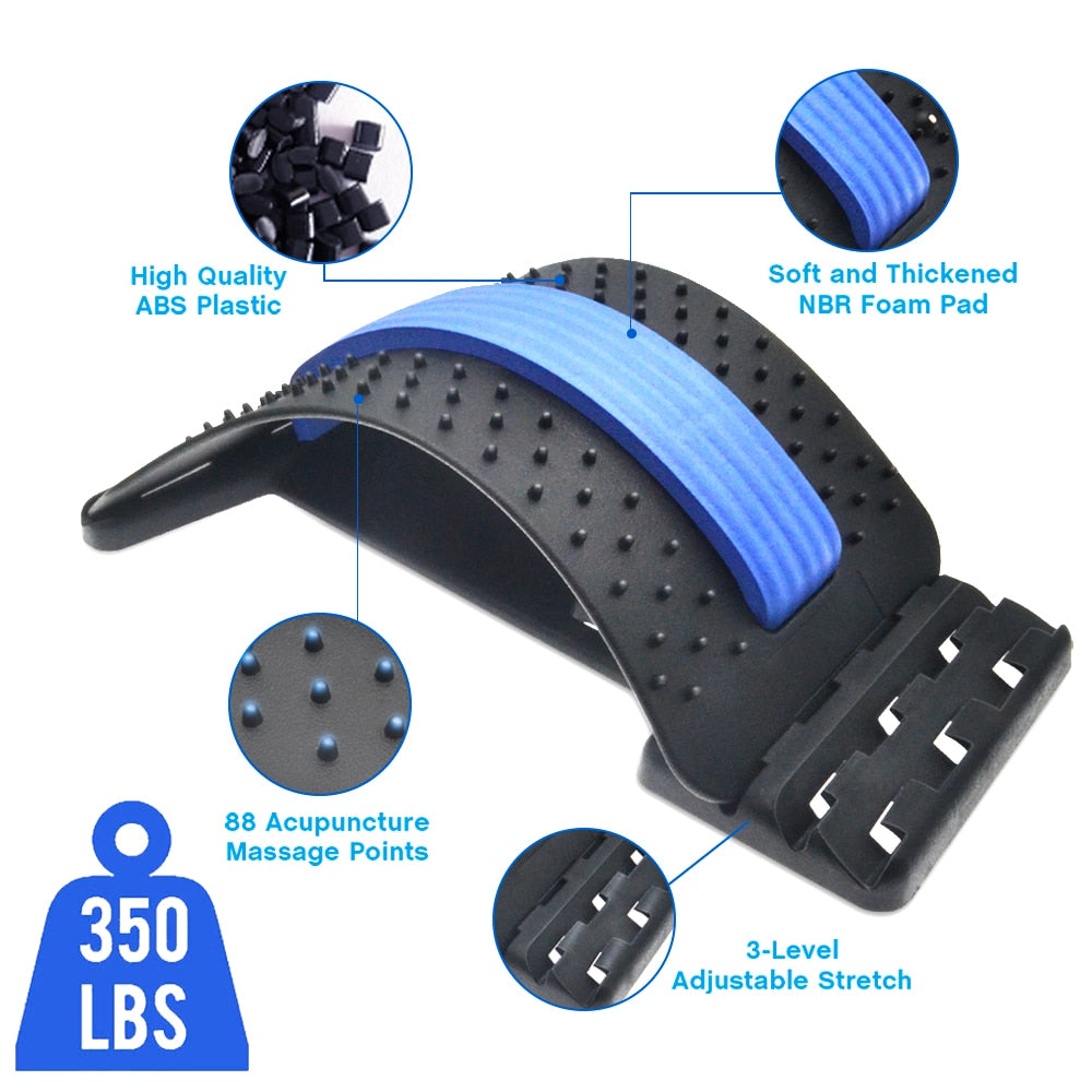 Back Massager Stretcher Pain Relief Chiropractic Lumbar Relief Support Spine Deck Back Stretcher Fitness Massage Equipment