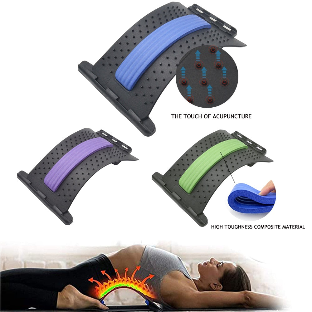 Back Massager Stretcher Pain Relief Chiropractic Lumbar Relief Support Spine Deck Back Stretcher Fitness Massage Equipment