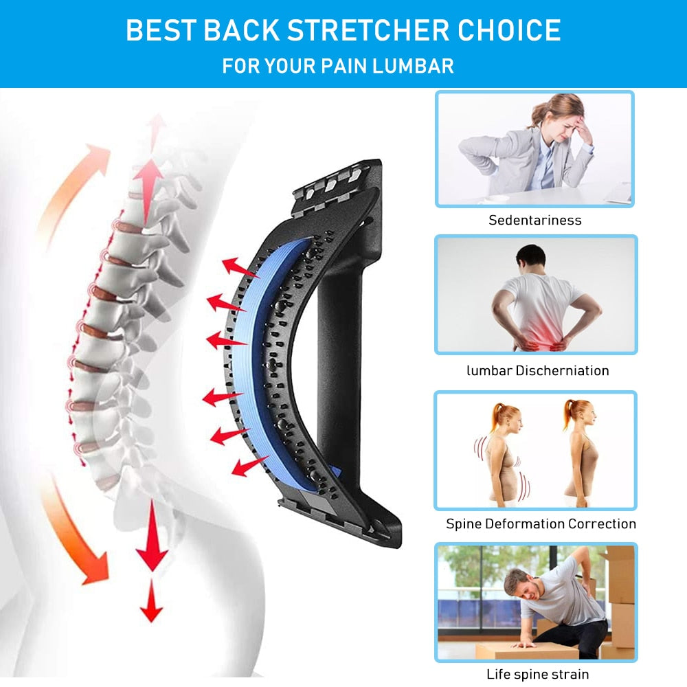 Back Massager Stretcher Pain Relief Chiropractic Lumbar Relief Support Spine Deck Back Stretcher Fitness Massage Equipment