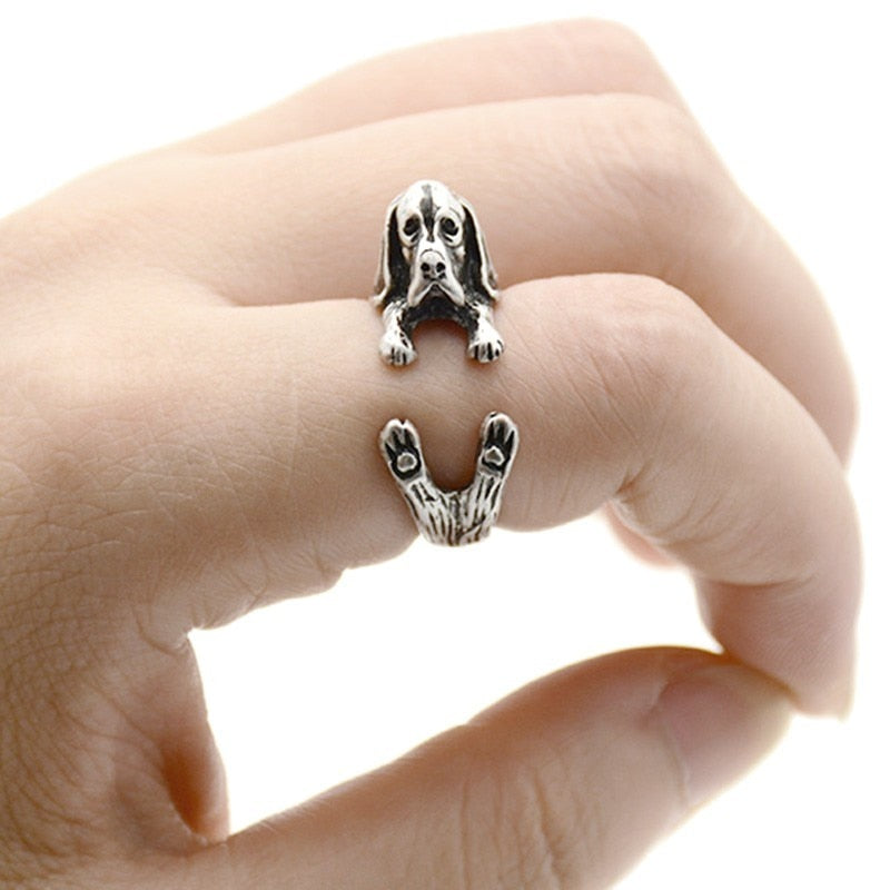 Vintage 3D Basset Hound&Labrador&Shih Tzu&Pug Rings For Women Anel Animal Ring Dog Anillos Couple Ring Men Jewelry Lover Gift