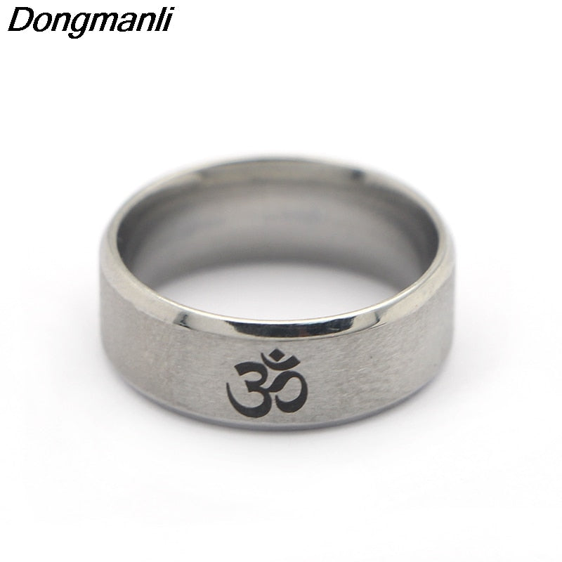 M1284 DMLSKY Om Symbol,Buddhism, Zen Art Ring Stainless Steel Jewelry India Om Yoga Motor Biker Rings Gift For Man Women