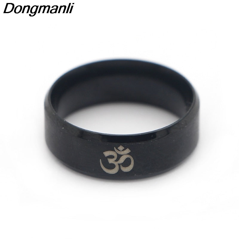 M1284 DMLSKY Om Symbol,Buddhism, Zen Art Ring Stainless Steel Jewelry India Om Yoga Motor Biker Rings Gift For Man Women