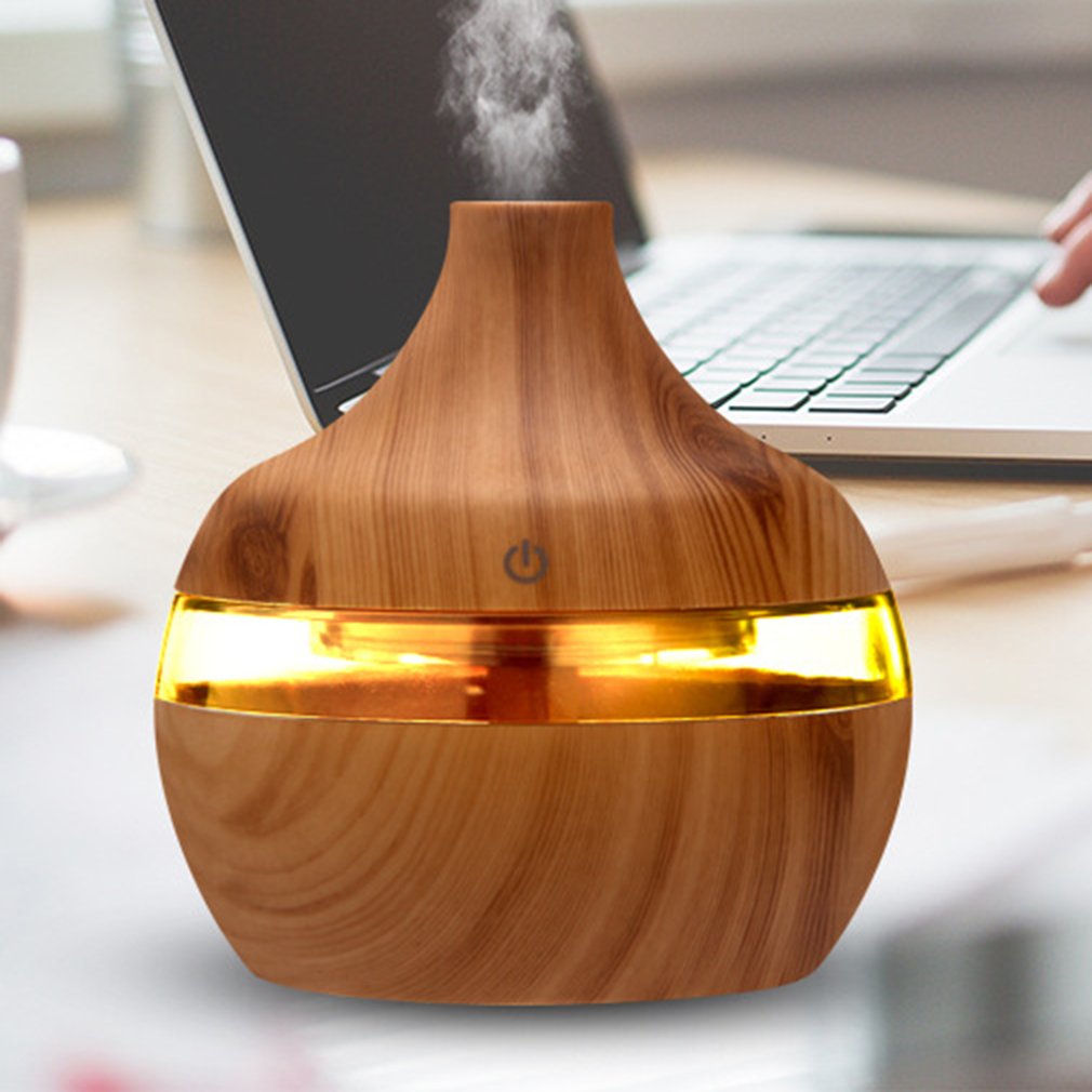 Wood Grain Essential Oil Aromatherapy Diffuser USB Charging Home Air Humidifier Purify Soothing LED Night Light Mist Maker