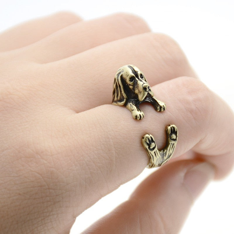 Vintage 3D Basset Hound&Labrador&Shih Tzu&Pug Rings For Women Anel Animal Ring Dog Anillos Couple Ring Men Jewelry Lover Gift