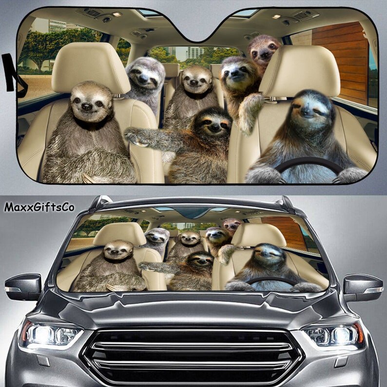 Pug Car Sun Shade, Pug Windshield, Dogs Family Sunshade, Dogs Car Accessories, Car Decoration, Pug Lovers Car Sun Shade, Gift Fo