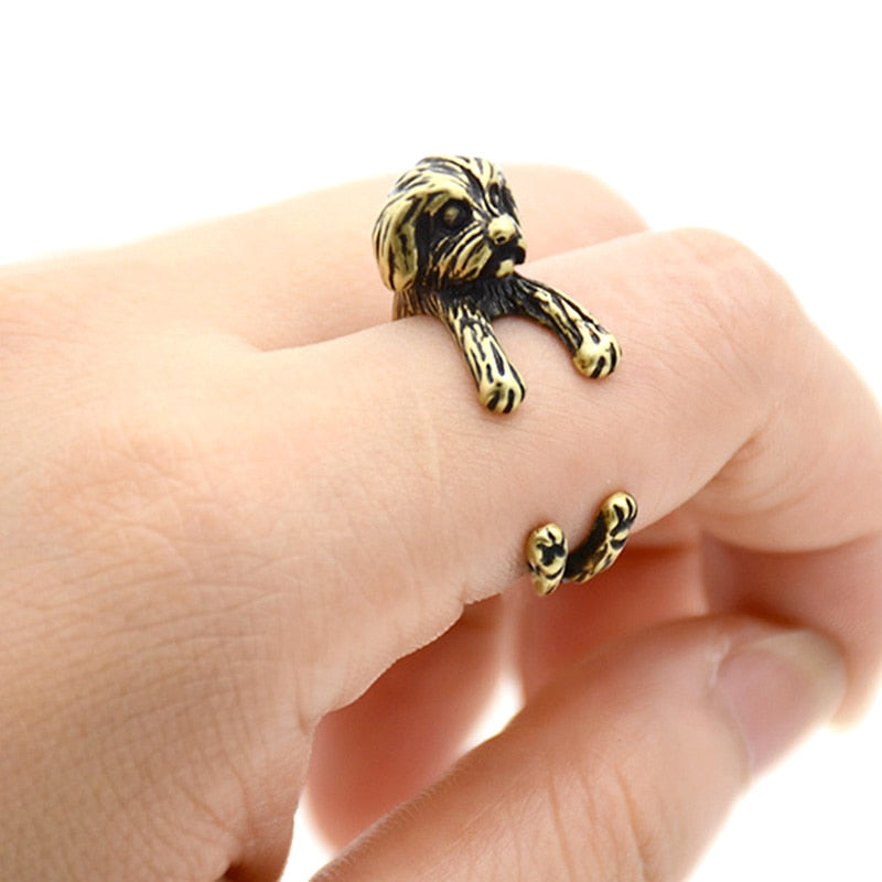 Vintage 3D Basset Hound&Labrador&Shih Tzu&Pug Rings For Women Anel Animal Ring Dog Anillos Couple Ring Men Jewelry Lover Gift