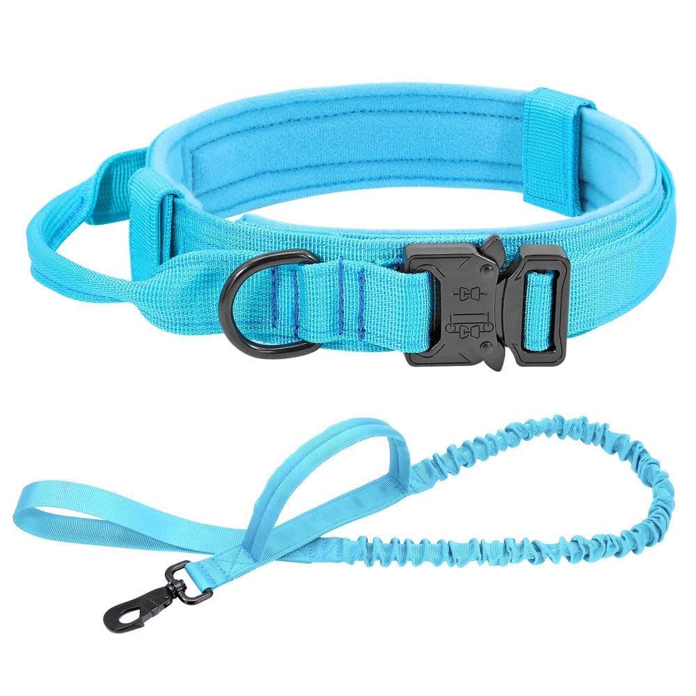 Durable Military Tactical Dog Collar Bungee Leash Set Pet Nylon Walking Training Collar For Medium Large Dogs German Shepard