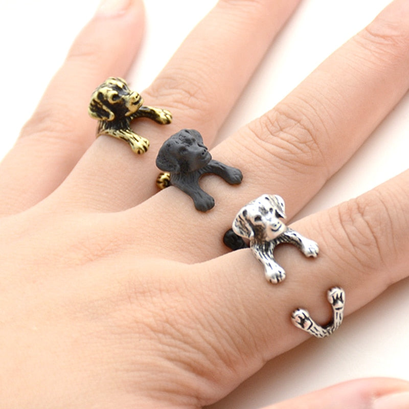 Vintage 3D Basset Hound&Labrador&Shih Tzu&Pug Rings For Women Anel Animal Ring Dog Anillos Couple Ring Men Jewelry Lover Gift