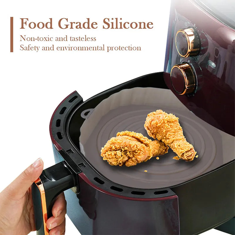 Air Fryers Oven Baking Tray Fried Chicken Basket Mat AirFryer Silicone Pot Round Replacemen Grill Pan air fryer Accessories