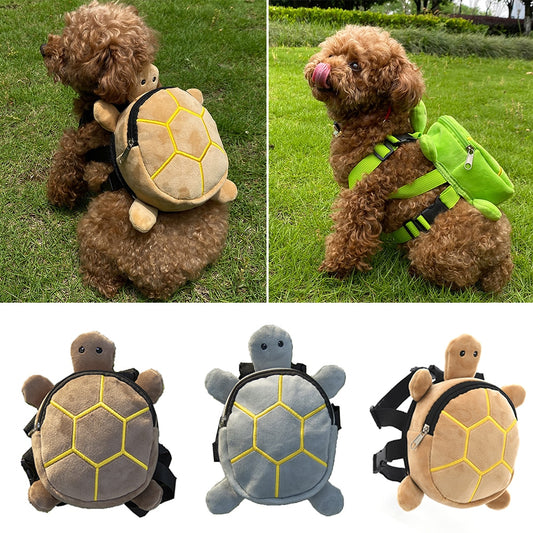 Durable Pet Self Carry Backpack Turtle Shape Bag Adjustable Belt Puppy Backpack Cartoon Portable Harness Dog Outdoor Snack Bag