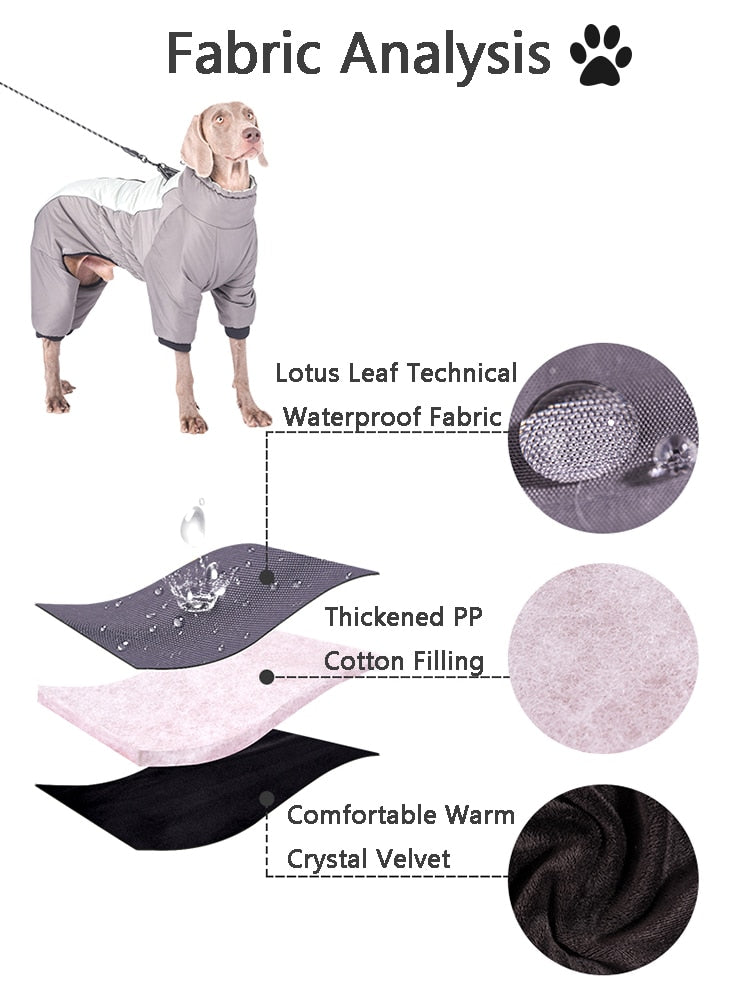 Big Dog Overalls Waterproof Dog Clothes for Medium Large Dogs Winter Onesie Pet Jumpsuit French Bulldog Jacket Labrador Costume