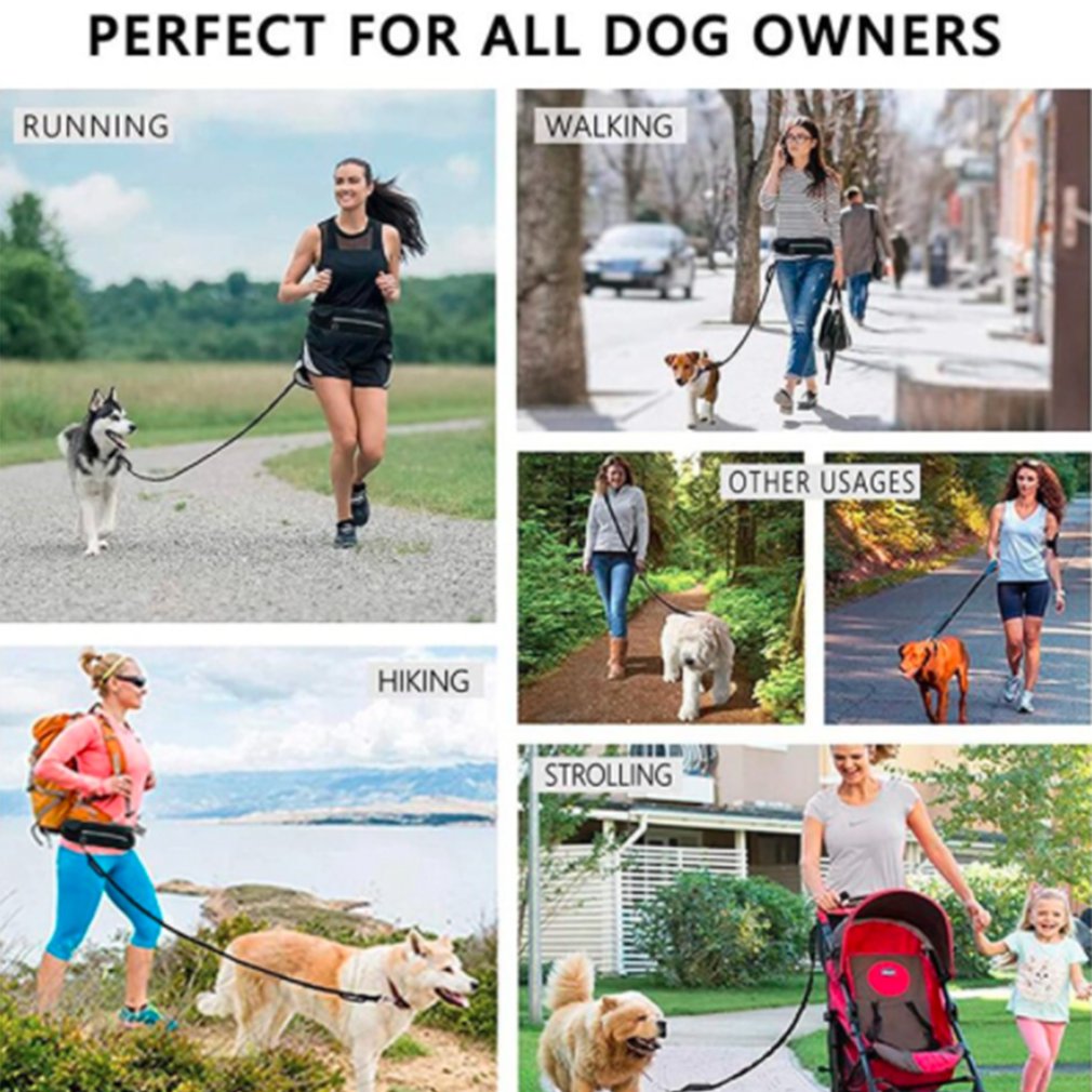 Hands-Free Running Dog Leash Nylon Pet Products Dogs Harness Collar Jogging Lead Adjustable Waist Leashes Traction Belt Rope