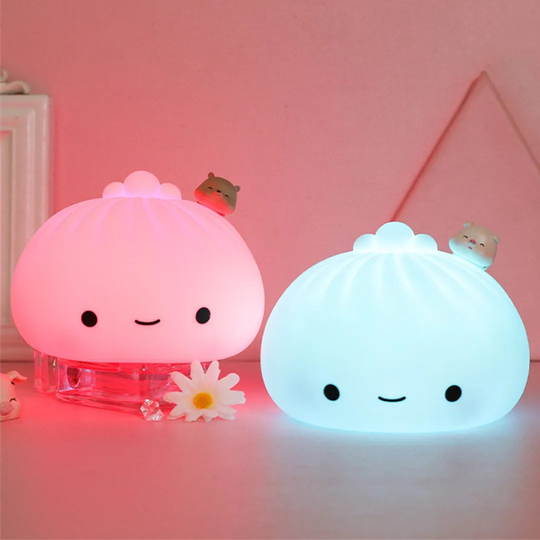 Bun Cute LED Night Light Cartoon Dumpling for kids Bedroom Holiday Home Decoration Soft Lamp Christmas Children Gifts