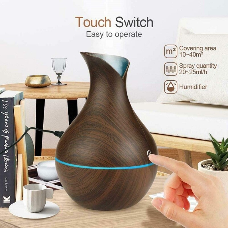 Creative Vase Humidifier Wood Grain Usb Colorful Lamp Office Air Humidifier Ball Marquee Essential Oil Diffuse Aroma Diffuser