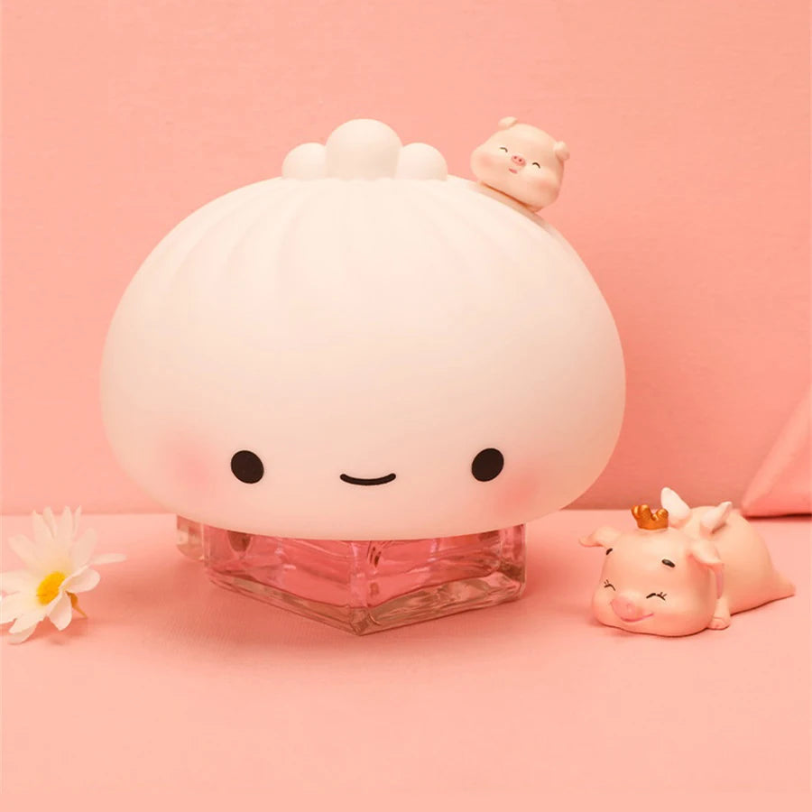 Bun Cute LED Night Light Cartoon Dumpling for kids Bedroom Holiday Home Decoration Soft Lamp Christmas Children Gifts