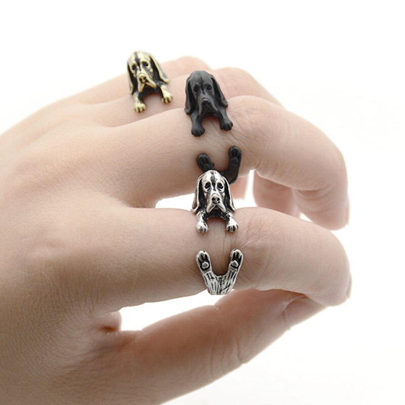 Vintage 3D Basset Hound&Labrador&Shih Tzu&Pug Rings For Women Anel Animal Ring Dog Anillos Couple Ring Men Jewelry Lover Gift