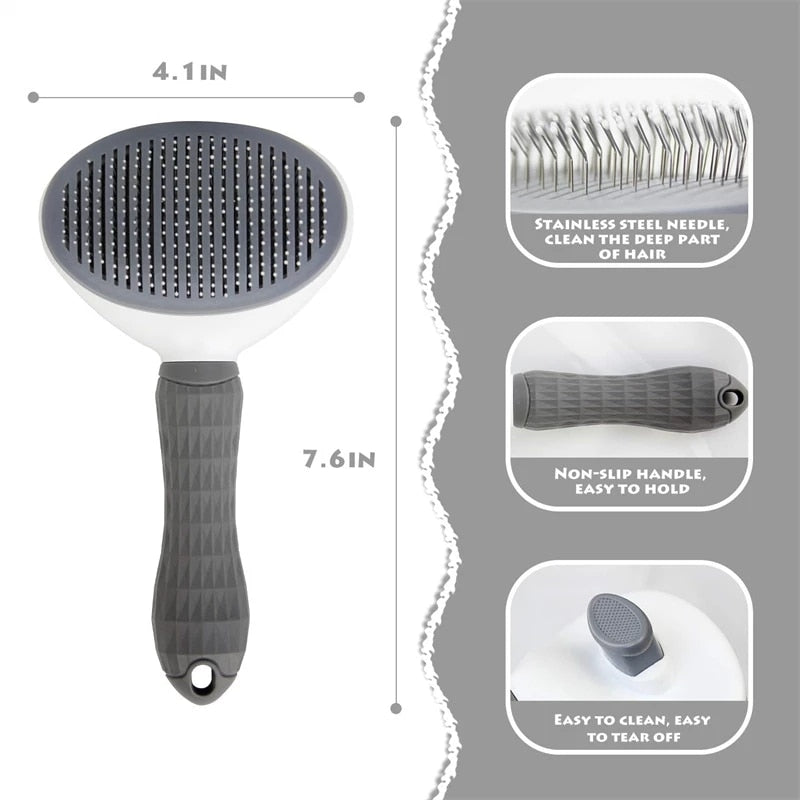 Pet Comb Cat Brush Remove Hair Stainless Steel Needle Comb for Cats Non-slip Grooming Brush Stainless Steel Dog Comb Brushes Pet