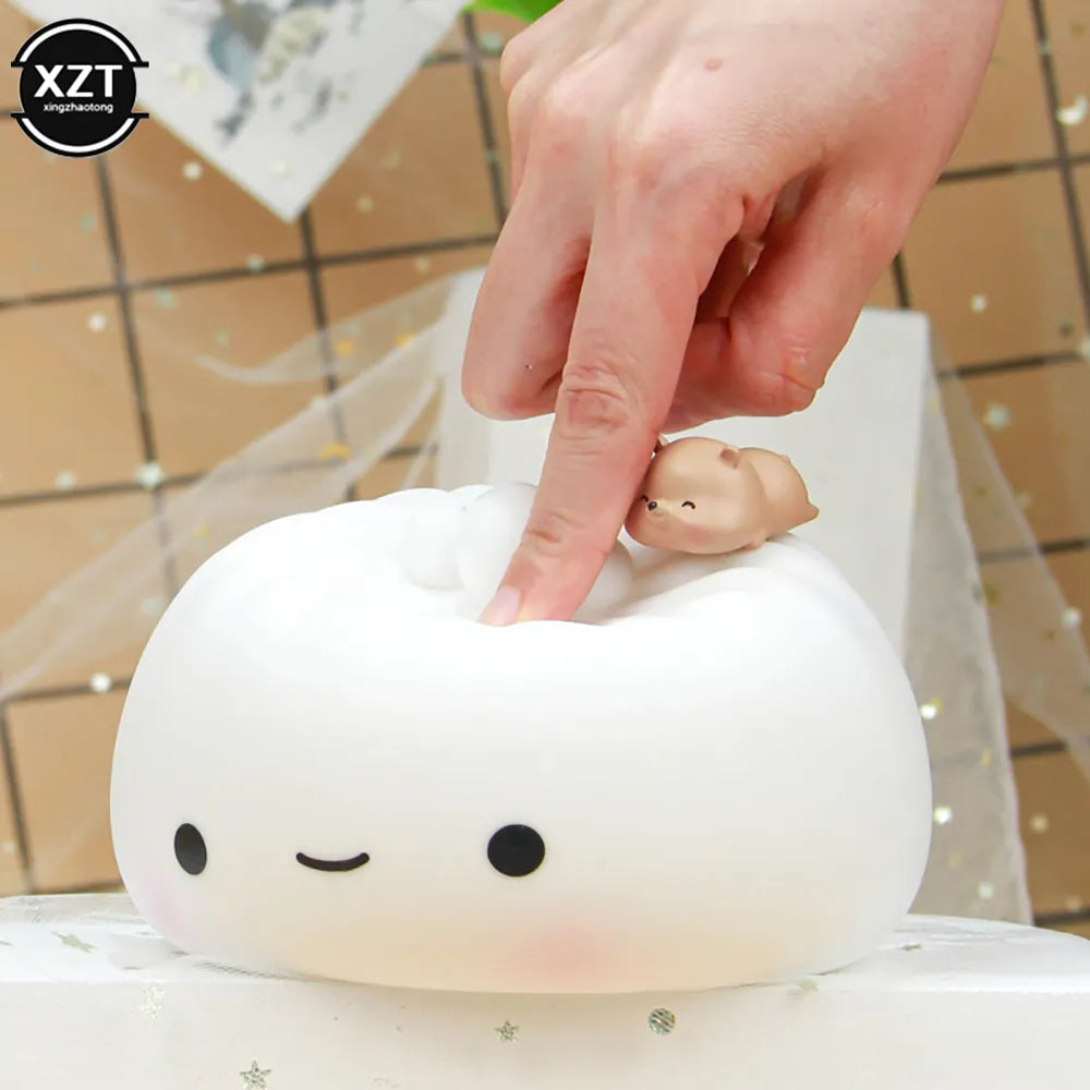 1PC Cute LED Night Light Bun Dumpling Cartoon Bedroom Holiday Home Decoration Soft Lamp Christmas Children Gifts