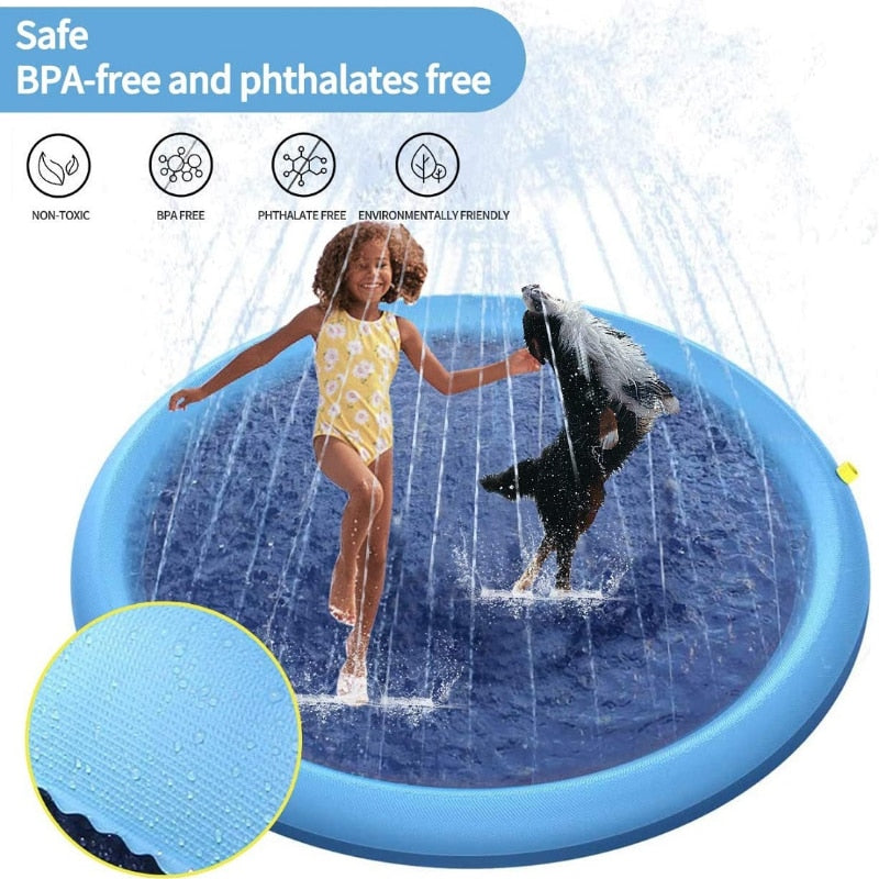 Thickened Non-Slip Pet Spray Pad Inflatable Water Spray Pad Mat Tub Summer Cool Dog Bathtub for Dogs Cooling Mat Swimming Pool