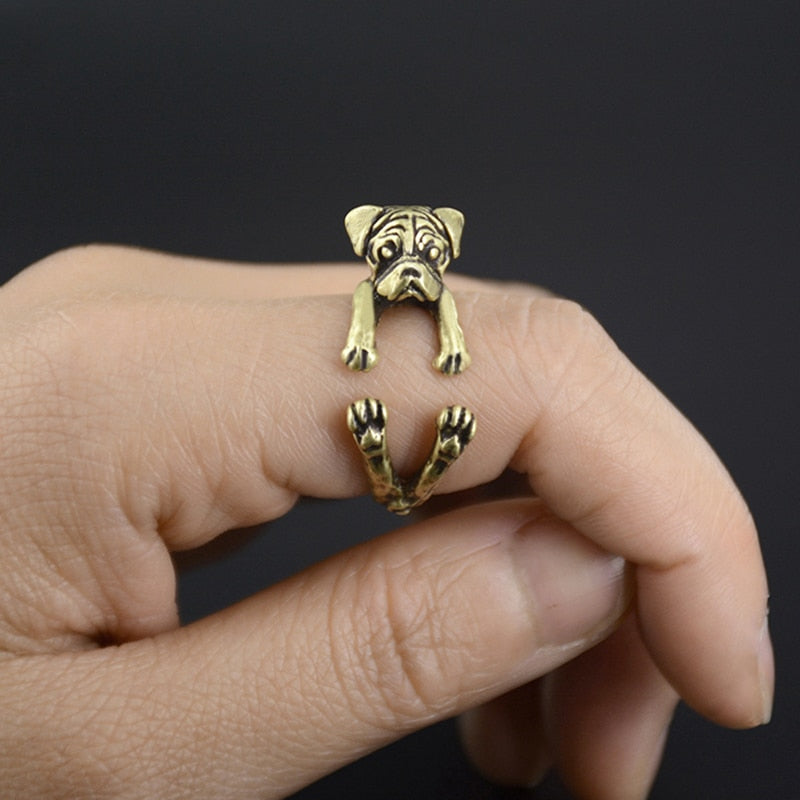 Vintage 3D Basset Hound&Labrador&Shih Tzu&Pug Rings For Women Anel Animal Ring Dog Anillos Couple Ring Men Jewelry Lover Gift