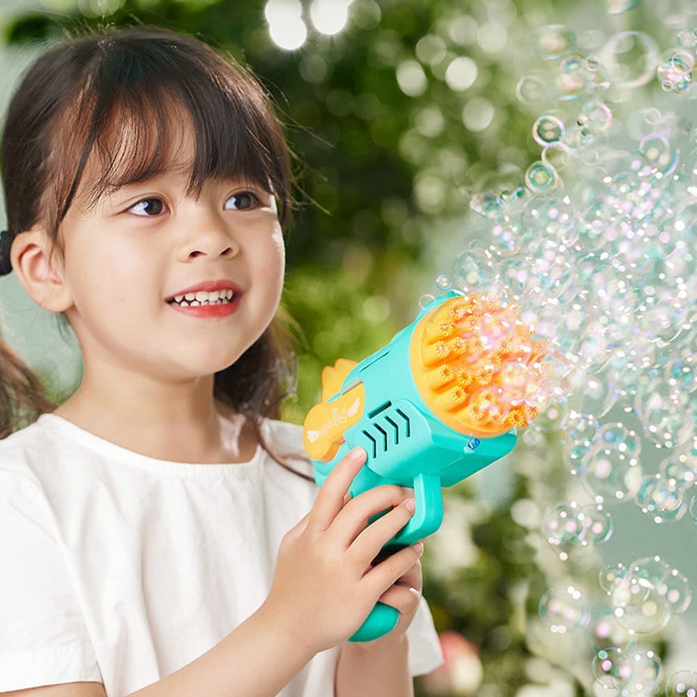 Bubble Gun Electric Automatic Soap Rocket Bubbles Machine Portable Outdoor LED Light Party Toy For Children Birthday Gifts Toys