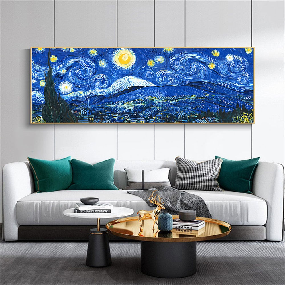 Van Gogh Starry Night Canvas Painting Famous Landscape Poster Nordic Prints Wall Art Picture for Living Room Home Decoration