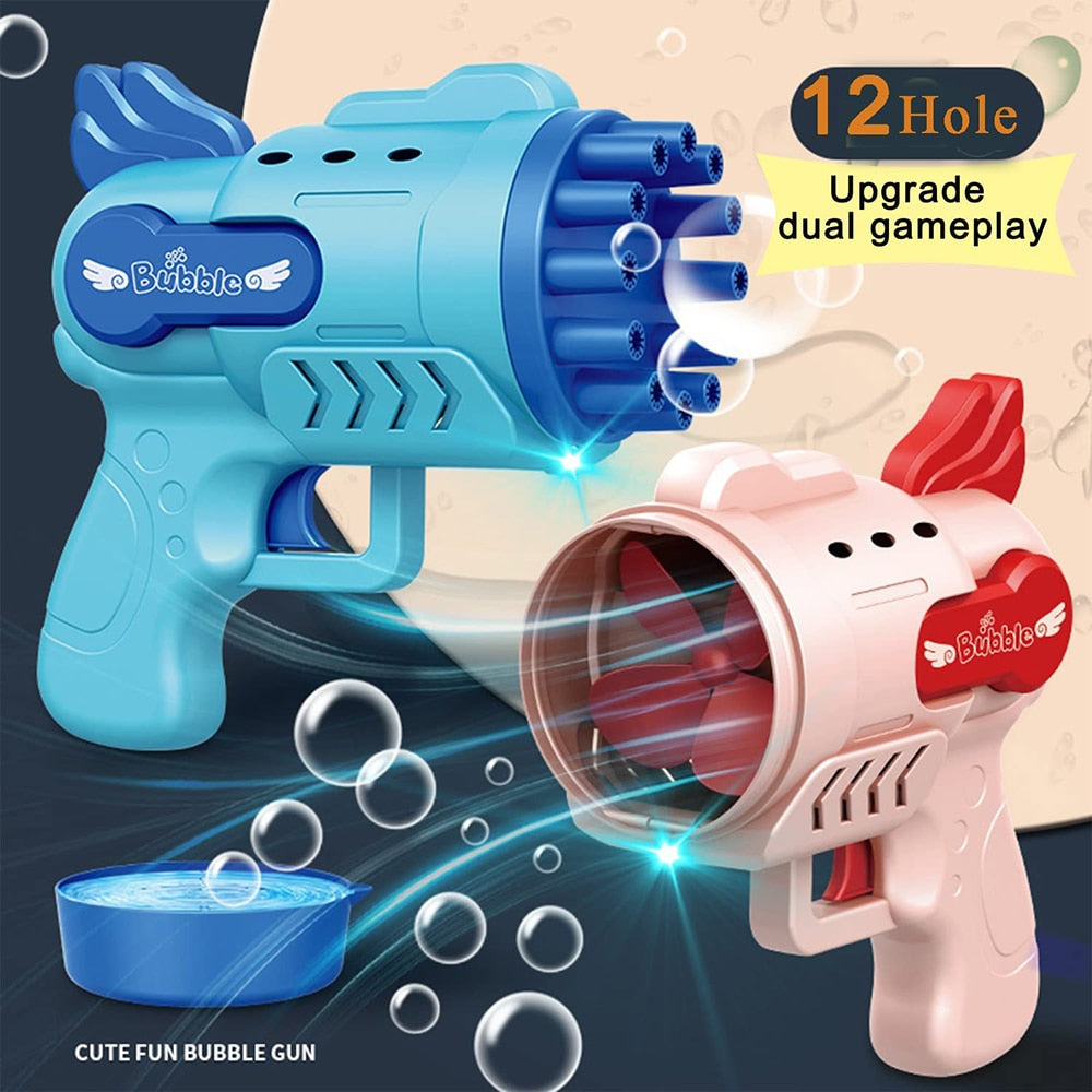 Bubble Gun Electric Automatic Soap Rocket Bubbles Machine Portable Outdoor LED Light Party Toy For Children Birthday Gifts Toys