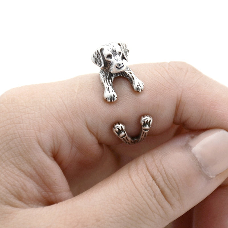 Vintage 3D Basset Hound&Labrador&Shih Tzu&Pug Rings For Women Anel Animal Ring Dog Anillos Couple Ring Men Jewelry Lover Gift