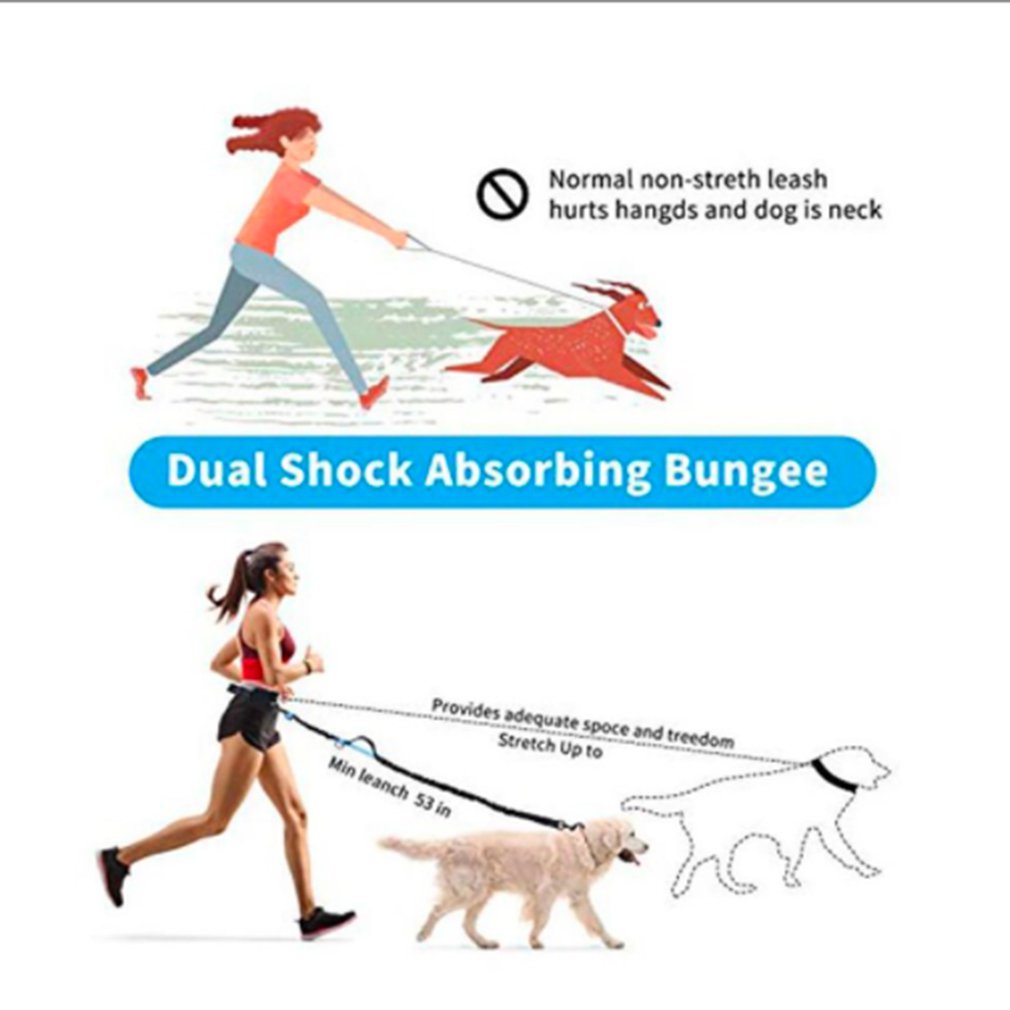 Hands-Free Running Dog Leash Nylon Pet Products Dogs Harness Collar Jogging Lead Adjustable Waist Leashes Traction Belt Rope