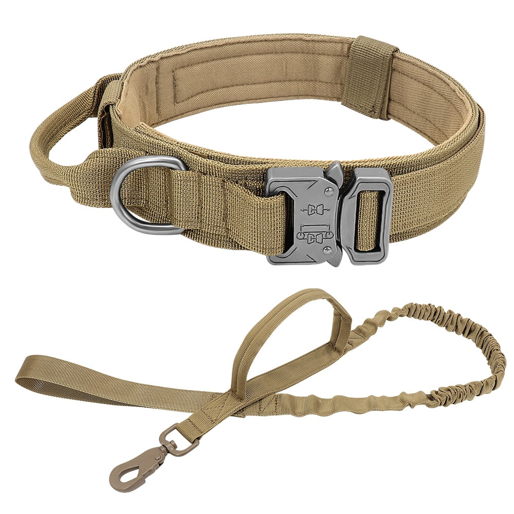 Durable Military Tactical Dog Collar Bungee Leash Set Pet Nylon Walking Training Collar For Medium Large Dogs German Shepard