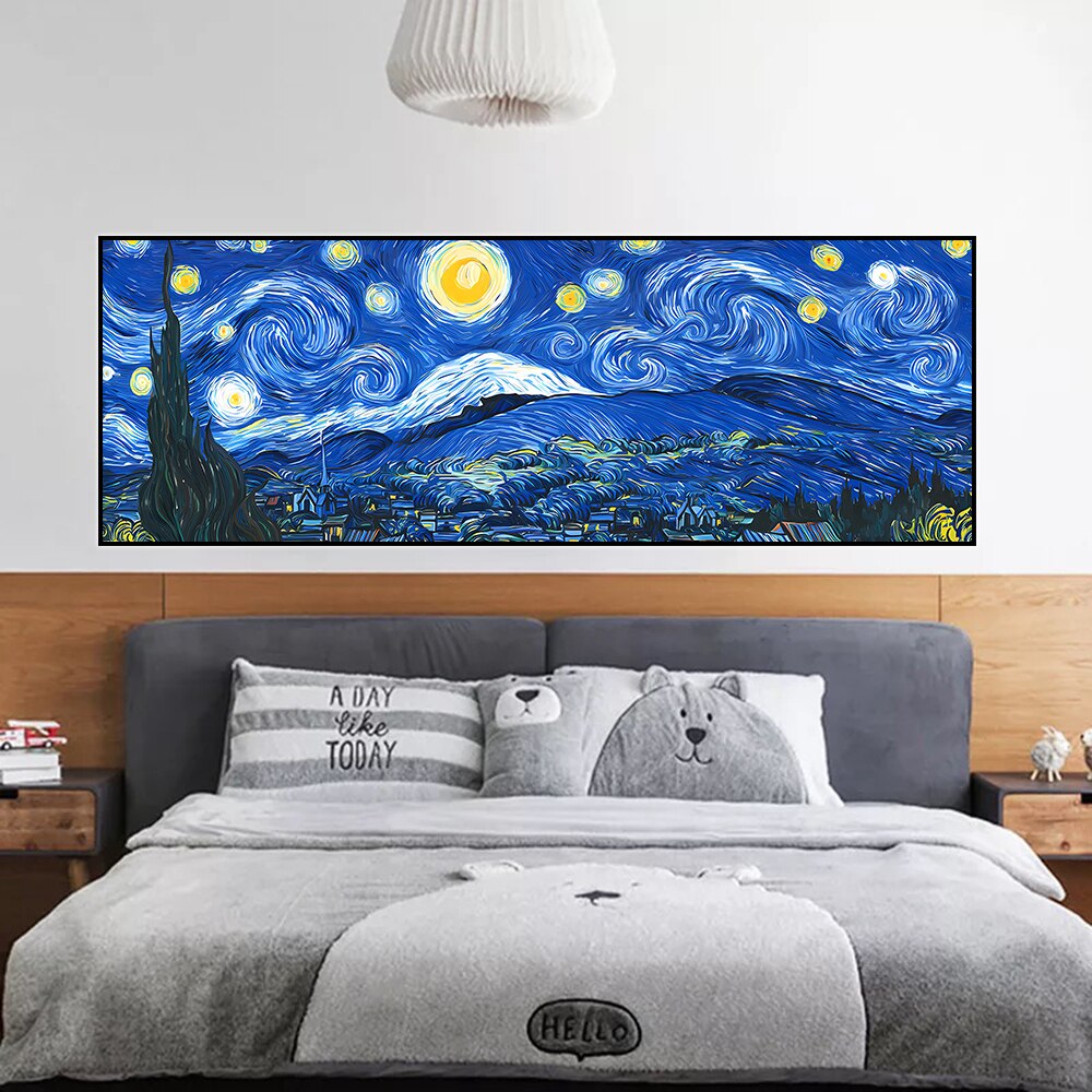 Van Gogh Starry Night Canvas Painting Famous Landscape Poster Nordic Prints Wall Art Picture for Living Room Home Decoration