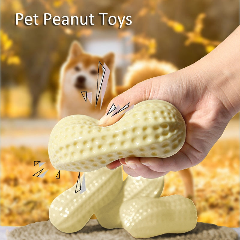 Pet Chew Toys Pet TPR Set Interactive Playing Funny Molar Peanut Shape Dog Squeaky Sound Puppy Molar Bite Cleaning Teeth