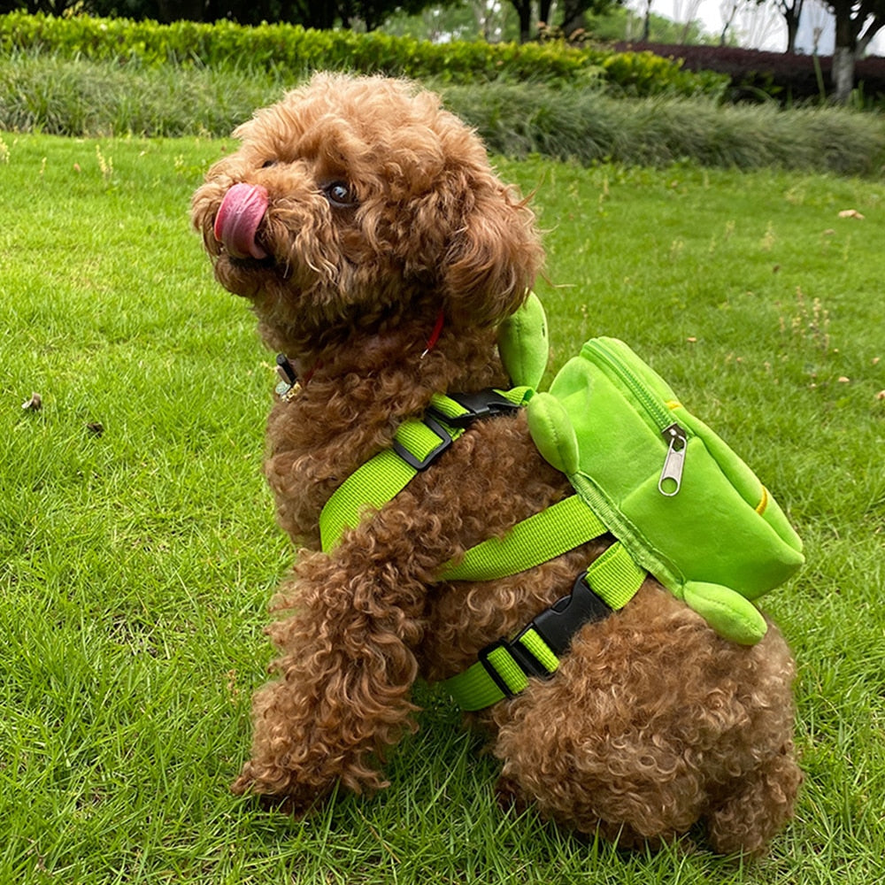 Durable Pet Self Carry Backpack Turtle Shape Bag Adjustable Belt Puppy Backpack Cartoon Portable Harness Dog Outdoor Snack Bag