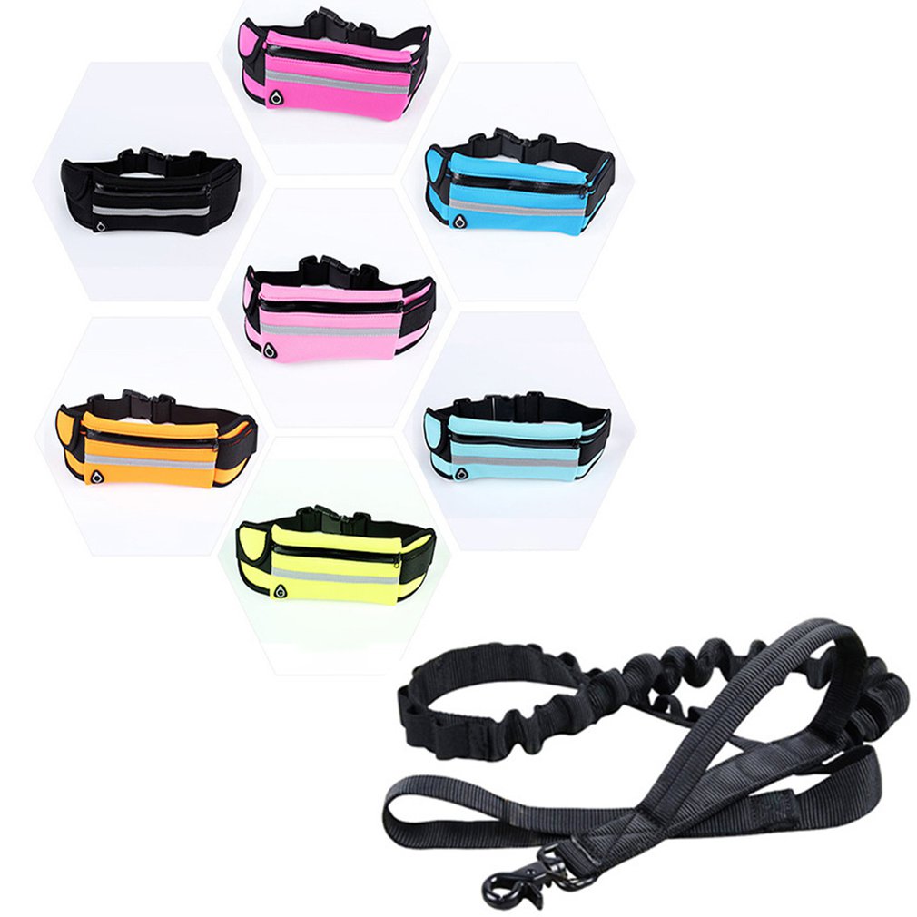 Hands-Free Running Dog Leash Nylon Pet Products Dogs Harness Collar Jogging Lead Adjustable Waist Leashes Traction Belt Rope