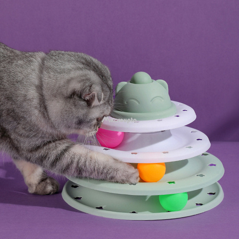 Four Levels Cats Toy Tower Tracks Cat Toys Interactive Cat Intelligence Training Amusement Plate Tower Pet Products Cat Tunnel