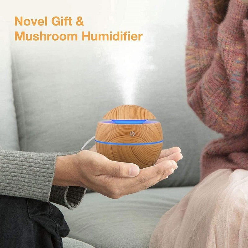 Humidifier Electric Air Aroma Diffuser Wood Ultrasonic 130ML Air Humidifier Essential Oil Aromatherapy Cool Mist Maker For Home