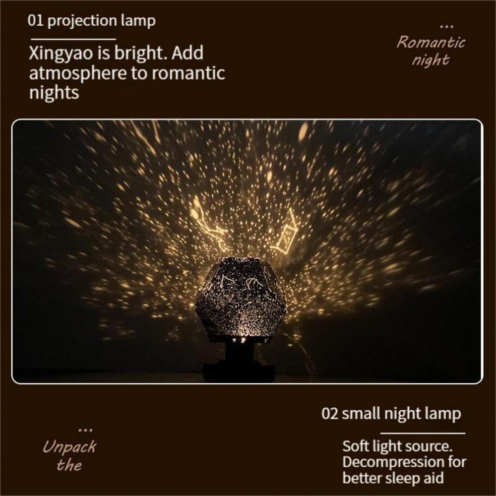 Starry Night Light LED Tri -Color Rotating Projection Starry Sky Galaxy Projection Children Gift Aesthetic Room Decoration Lamp