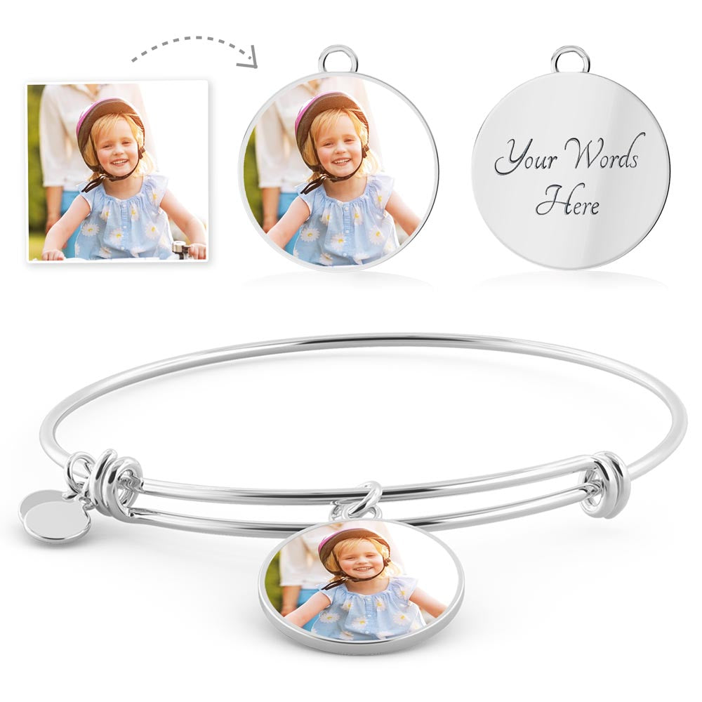 Circle Bangle gift with Custome picture of kid, pets and or significant other